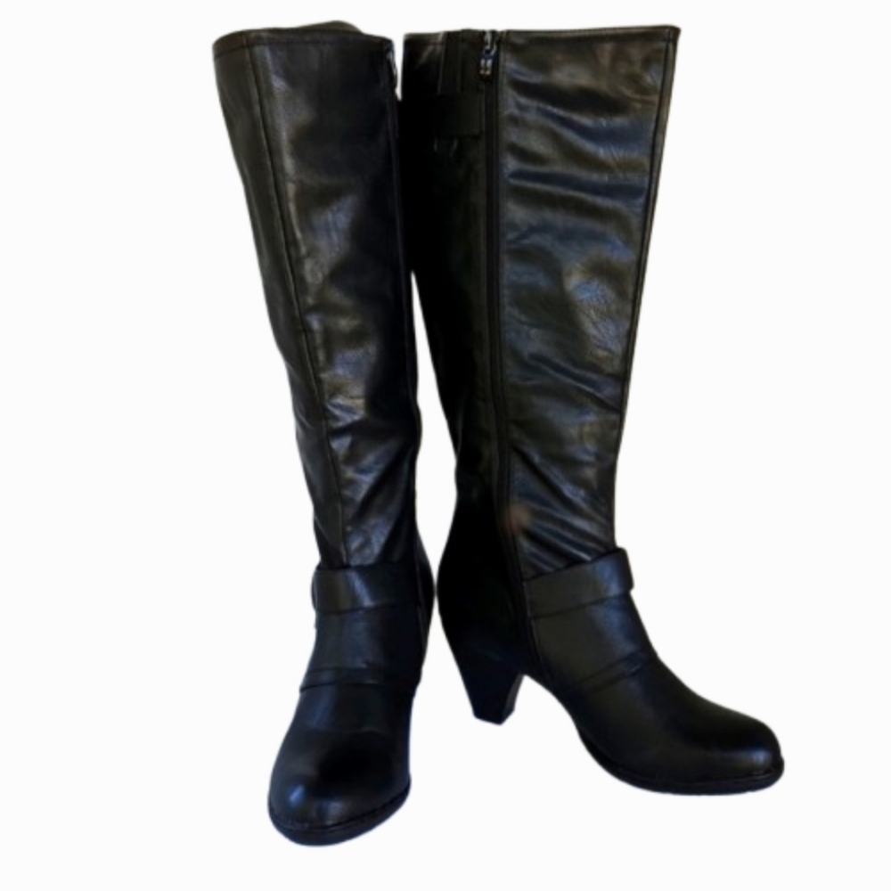 VANGELO Black Full-Zip Tall Dress Boots (Eu-40)